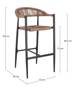 Best Bizzotto SGABELLO BAR JANDIA ANTRACITE/NATURAL