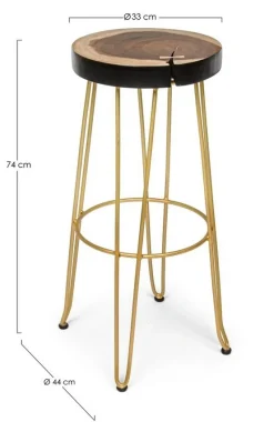Best Bizzotto SGABELLO IN LEGNO COLOR ORO - RAKEL
