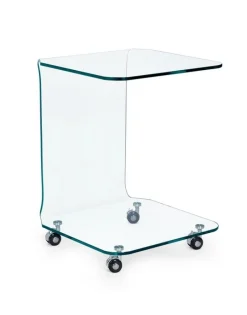 Best Bizzotto TAVOLINO CON RUOTE QUADRATO IN VETRO - IRIDE