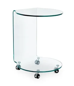 Best Bizzotto TAVOLINO CON RUOTE ROTONDO IN VETRO - IRIDE