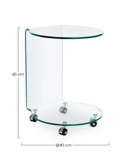 Best Bizzotto TAVOLINO CON RUOTE ROTONDO IN VETRO - IRIDE