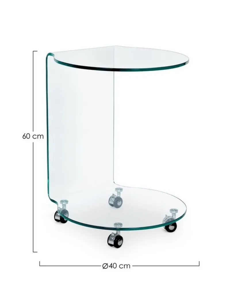 Best Bizzotto TAVOLINO CON RUOTE ROTONDO IN VETRO - IRIDE