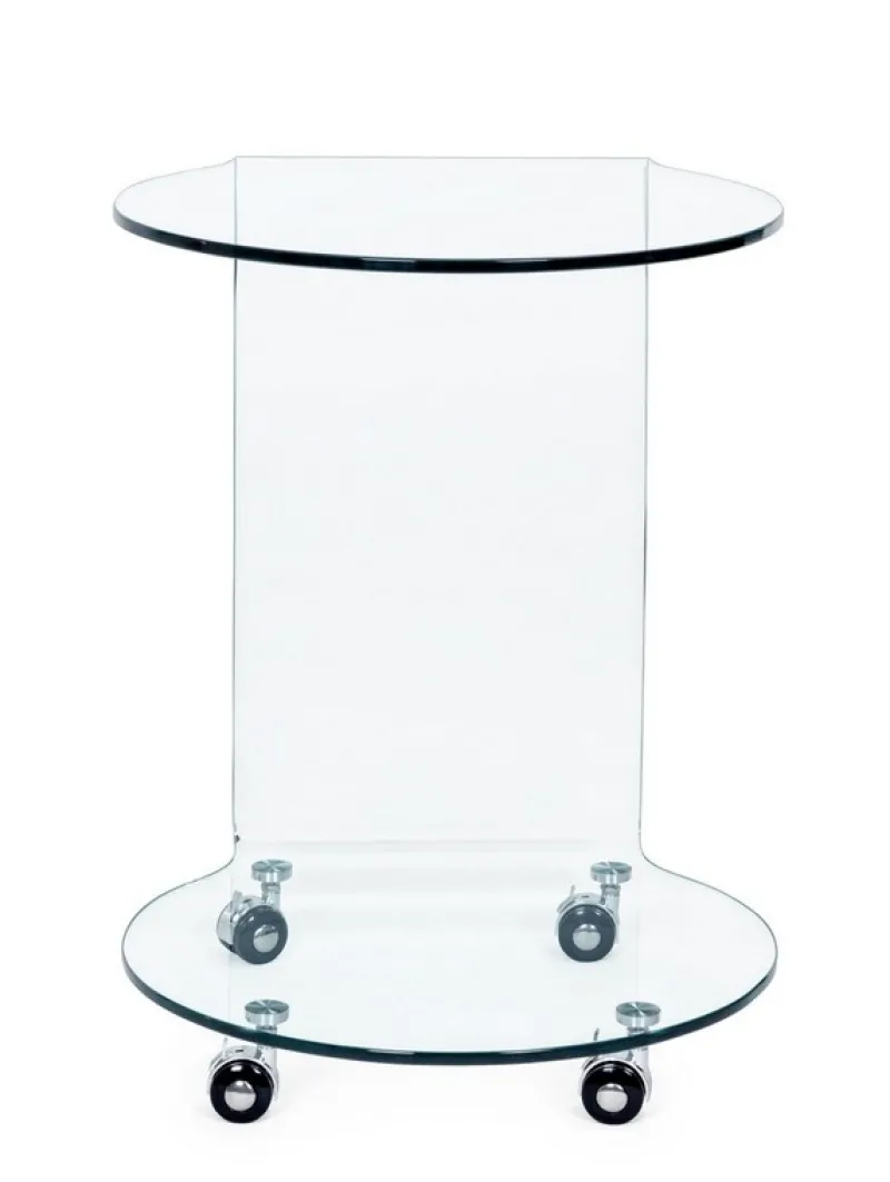 Best Bizzotto TAVOLINO CON RUOTE ROTONDO IN VETRO - IRIDE