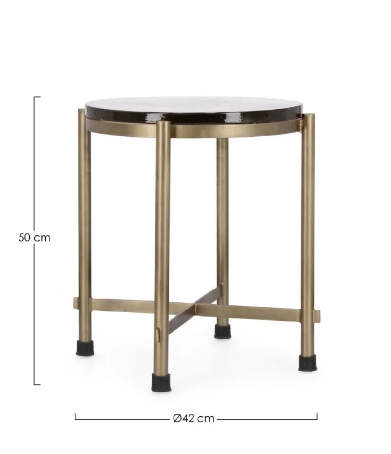 Outlet Bizzotto TAVOLINO IN ACCIAO FINITURA OTTONE H50 - ZAYLA