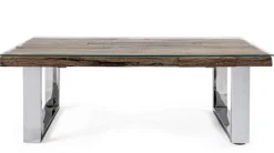 Outlet Bizzotto TAVOLINO IN LEGNO CON VETRO 110X60 - STANTON