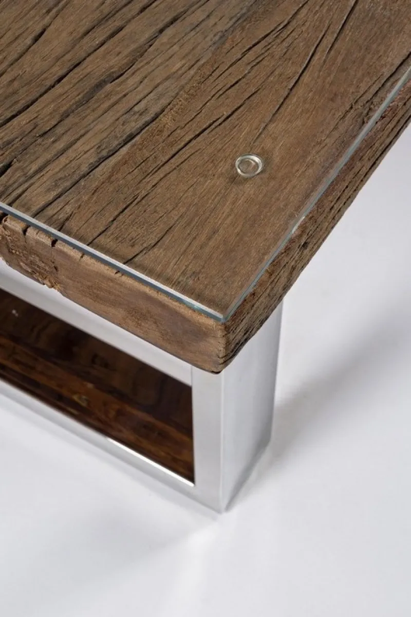 Outlet Bizzotto TAVOLINO IN LEGNO CON VETRO 110X60 - STANTON