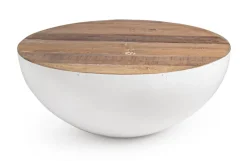 Best Bizzotto TAVOLINO IN LEGNO RICICLATO BIANCO D90 - LANCASTER