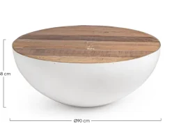 Best Bizzotto TAVOLINO IN LEGNO RICICLATO BIANCO D90 - LANCASTER