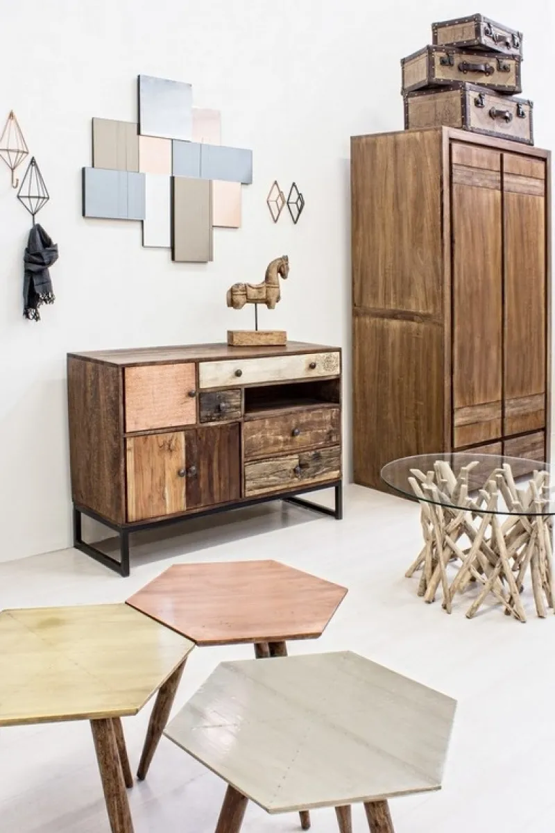 Sale Bizzotto TAVOLINO ROTONDO IN TEAK CON RIPIANO IN VETRO - SAMIRA