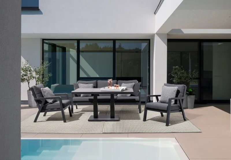 Discount Bizzotto TAVOLO IN ALLUMINIO ANTRACITE JX55 - TRUMAN