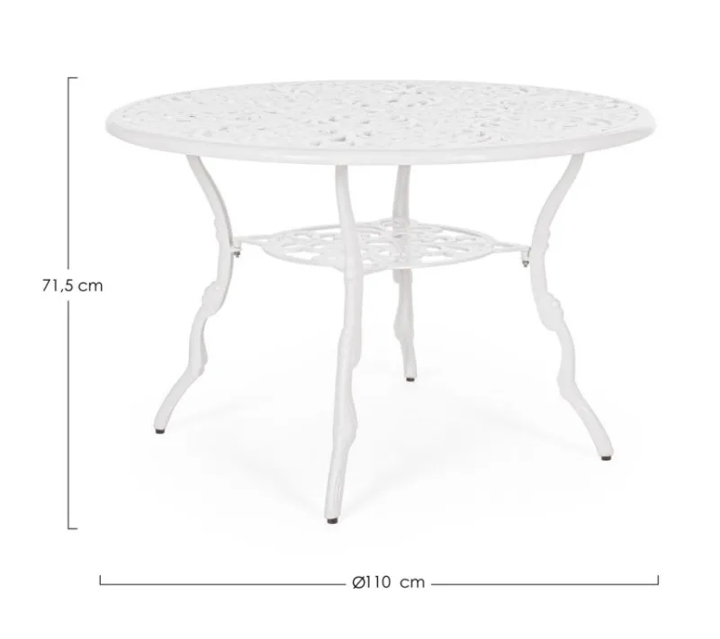 Outlet Bizzotto TAVOLO IN ALLUMINIO D110 BIANCO - VICTORIA