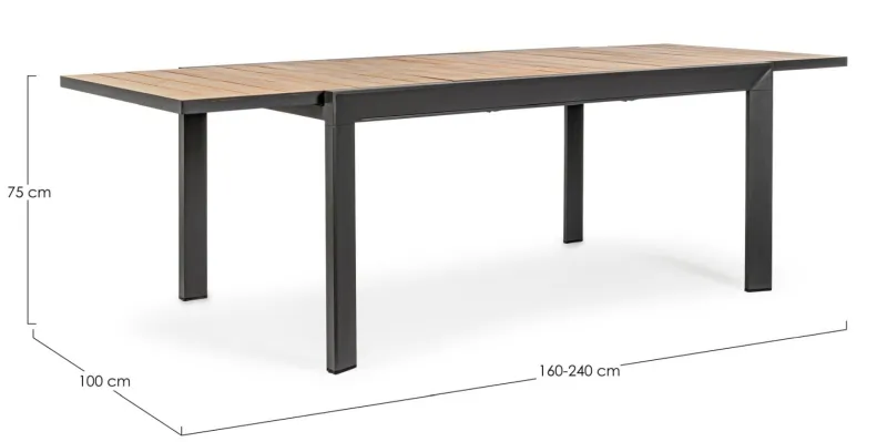 Sale Bizzotto TAVOLO IN ALLUMINIO 160-240X100 ANTRACITE YK13 - BELMAR