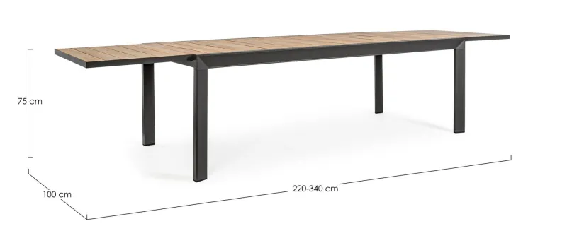 Hot Bizzotto TAVOLO IN ALLUMINIO 220-340X100 ANTRACITE YK13 - BELMAR