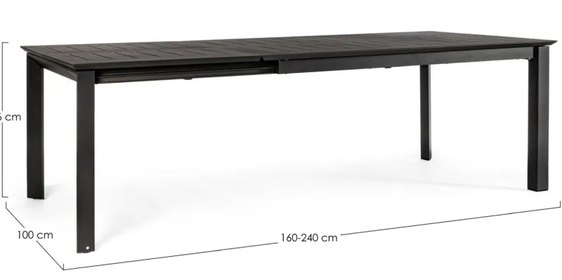 Best Bizzotto TAVOLO IN ALLUMINIO 160/240X100 ANTRACITE CX23 - KONNOR