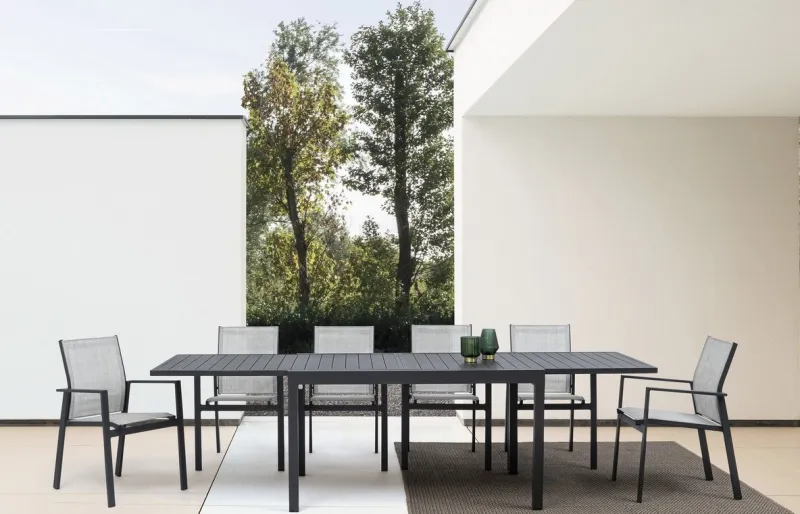 Clearance Bizzotto TAVOLO IN ALLUMINIO 135/270X90 ANTRACITE YK13 - PELAGIUS