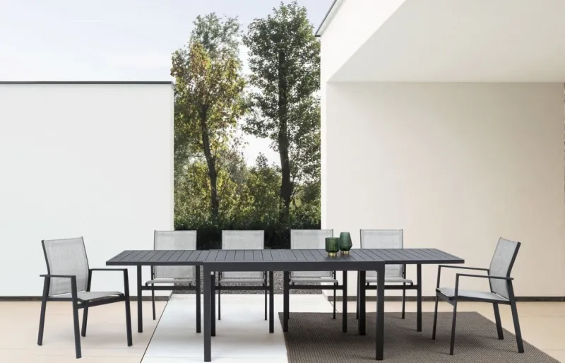 Clearance Bizzotto TAVOLO IN ALLUMINIO 135/270X90 ANTRACITE YK13 - PELAGIUS