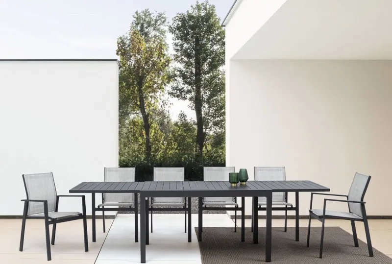 Clearance Bizzotto TAVOLO IN ALLUMINIO 135/270X90 ANTRACITE YK13 - PELAGIUS