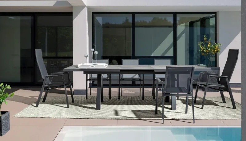 Clearance Bizzotto TAVOLO IN ALLUMINIO 205/265X103 ANTRACITE JX55 - KRION