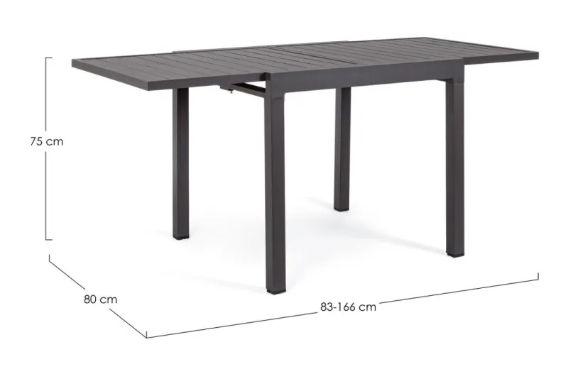 Hot Bizzotto TAVOLO IN ALLUMINIO 83/166X80 ANTRACITE YK13 - PELAGIUS