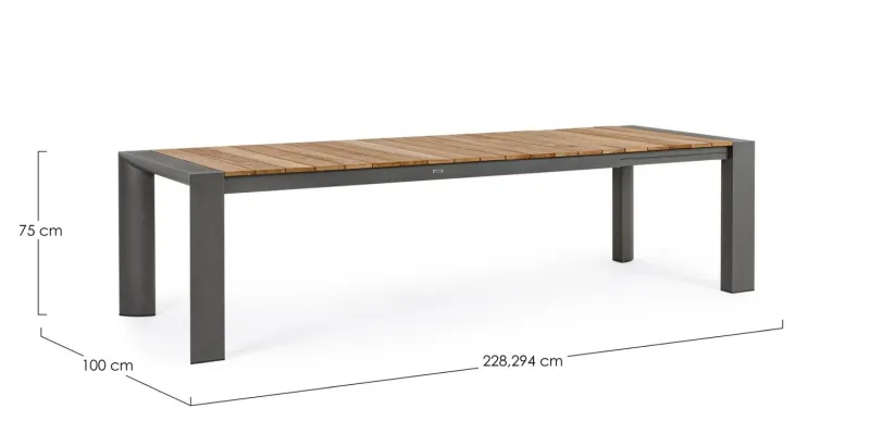 Sale Bizzotto TAVOLO IN ALLUMINIO 228-294X100 ANTRACITE GK52 - CAMERON