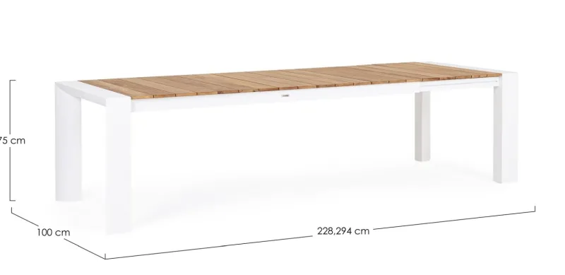 Sale Bizzotto TAVOLO IN ALLUMINIO 228-294X100 BIANCO GK50 - CAMERON