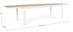 Best Bizzotto TAVOLO IN ALLUMINIO 220-340X100 BIANCO YK11 - BELMAR