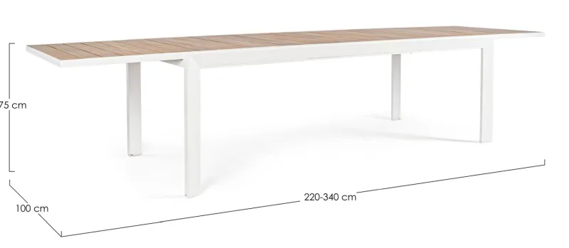 Best Bizzotto TAVOLO IN ALLUMINIO 220-340X100 BIANCO YK11 - BELMAR