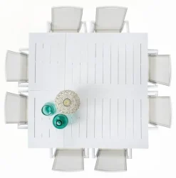 New Bizzotto TAVOLO IN ALLUMINIO 110/160X160 BIANCO CX21 - KONNOR