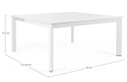 New Bizzotto TAVOLO IN ALLUMINIO 110/160X160 BIANCO CX21 - KONNOR