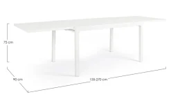 Bizzotto TAVOLO IN ALLUMINIO 135/270X90 BIANCO YK11 - PELAGIUS