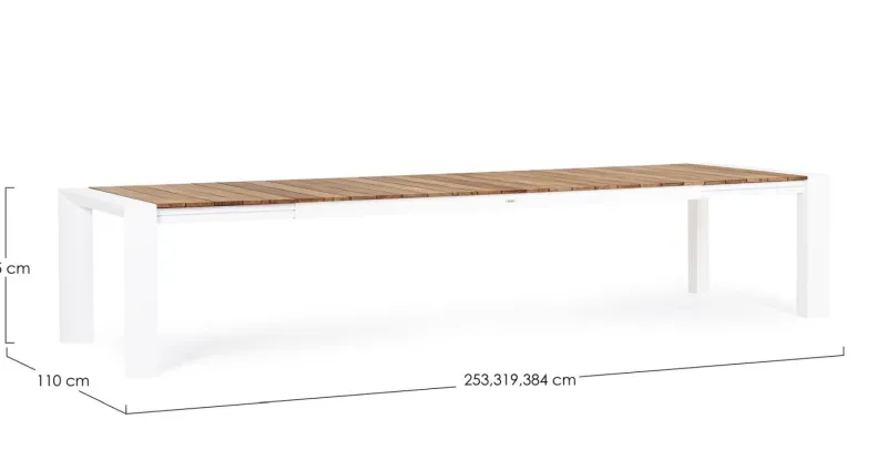 Outlet Bizzotto TAVOLO IN ALLUMINIO 253/319/384X110 BIANCO GK50 - CAMERON