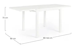 Clearance Bizzotto TAVOLO IN ALLUMINIO 83/166X80 BIANCO YK11 - PELAGIUS