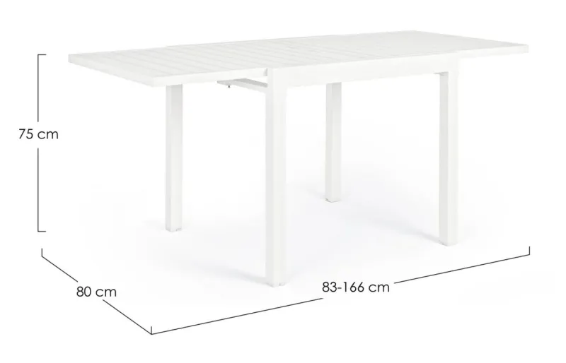 Clearance Bizzotto TAVOLO IN ALLUMINIO 83/166X80 BIANCO YK11 - PELAGIUS