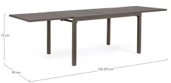 Clearance Bizzotto TAVOLO IN ALLUMINIO 135-270X90 COFFEE YK14 - PELAGIUS