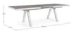 Clearance Bizzotto TAVOLO IN ALLUMINIO 205/265X103 LUNAR - KRION