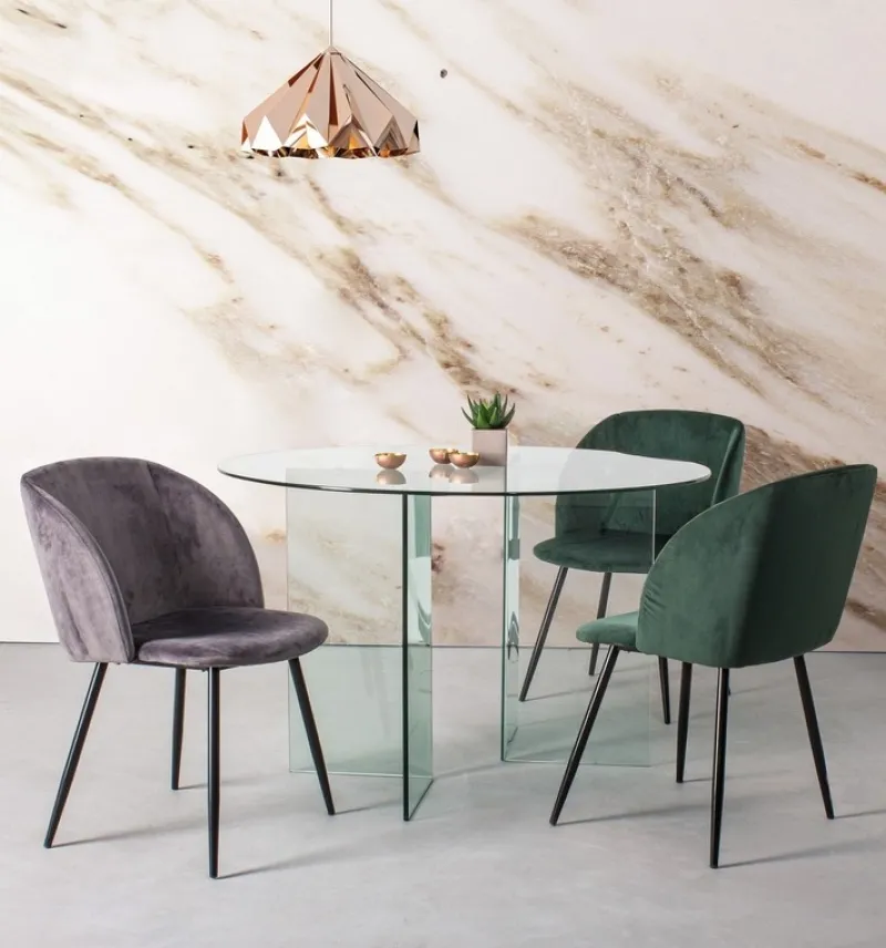 Clearance Bizzotto TAVOLO ROTONDO IN VETRO - IRIDE