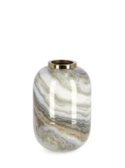 Clearance Bizzotto VASO MARSHA TO BIANCO GRIGIO ORO H25
