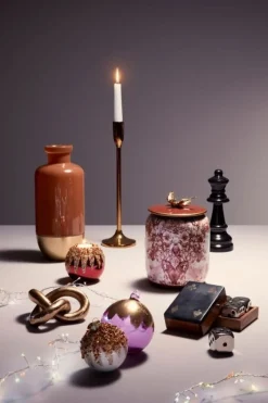 Outlet Bizzotto VASO ZHEN C-TAPPO ROSSO BIANCO ORO H23