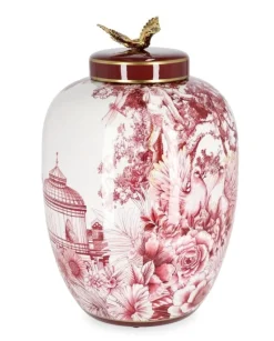 Outlet Bizzotto VASO ZHEN C-TAPPO ROSSO BIANCO ORO H32