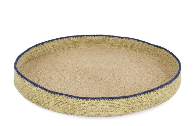 Discount Bizzotto VASSOIO DECORATIVO NINH NATURALE BLU D44